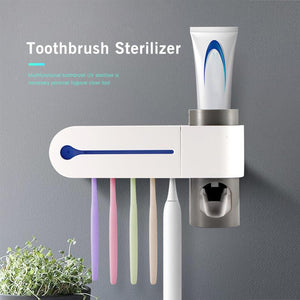 Antibacterial 2 in 1 UV Light Ultraviolet Toothbrush Sterilizer - Automatic Toothpaste Dispenser Sterilizer Toothbrush Holder Cleaner