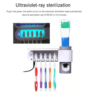 Antibacterial 2 in 1 UV Light Ultraviolet Toothbrush Sterilizer - Automatic Toothpaste Dispenser Sterilizer Toothbrush Holder Cleaner